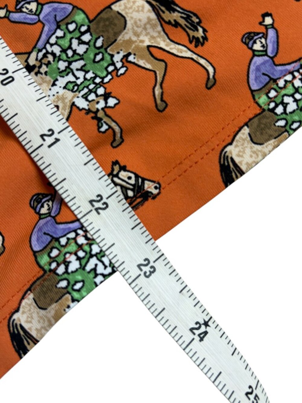 J. McLaughlin Equestrian Derby Print Short-Sleeve Polo Shirt (Orange) - XS - Picture 9 of 9